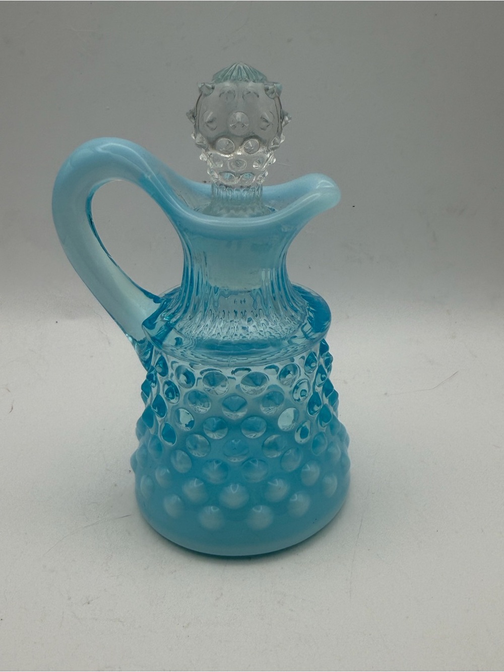 Fenton Blue Hobnail Glass Cruet with Stopper
